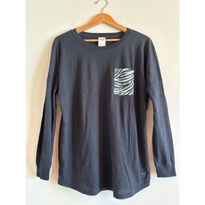 PINK Victoria's Secret Zebra Pocket Long Sleeve‎ Top Size S NEW
